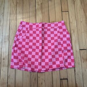 Vestique Pink Checkered Mini Skirt